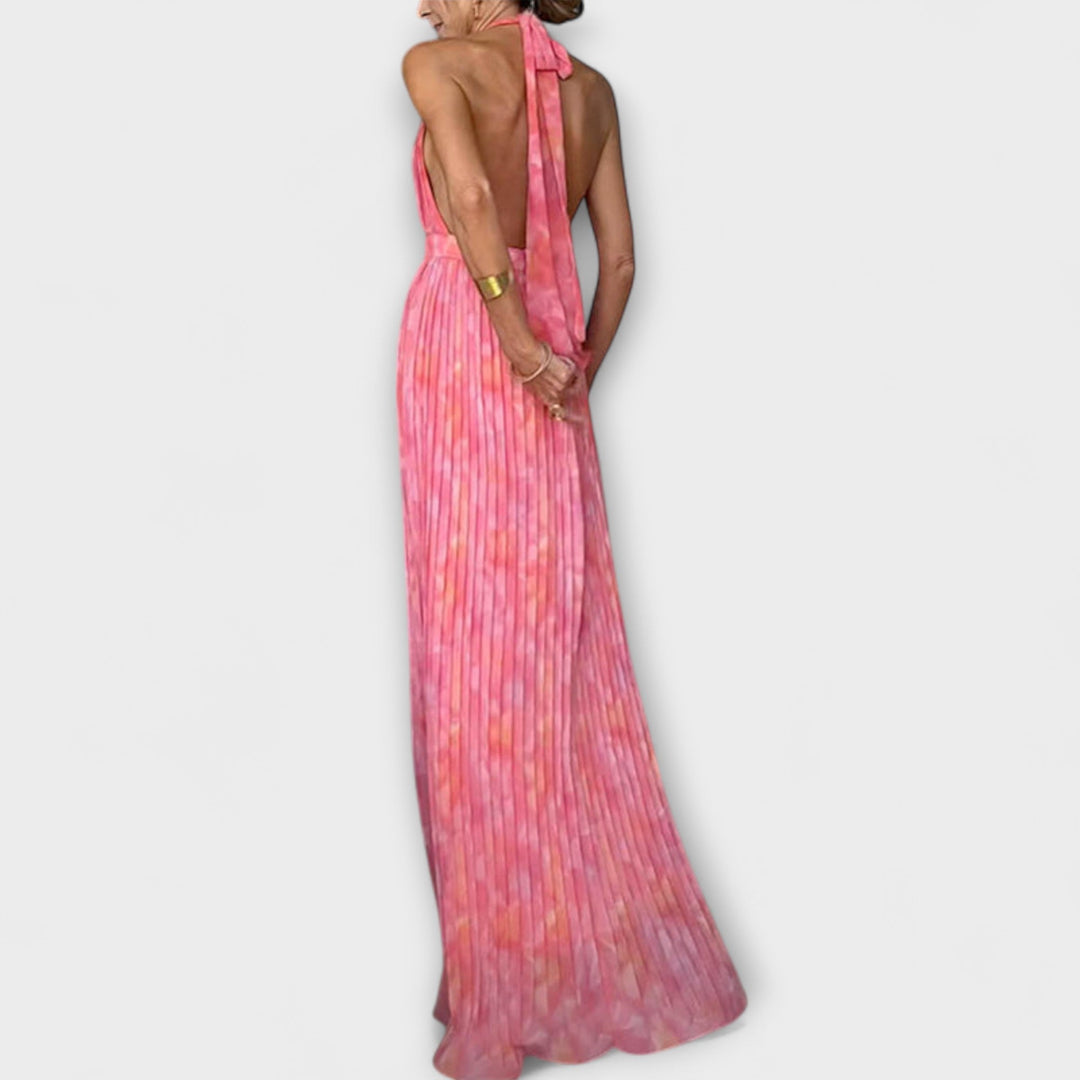 Seraphina - Robe Maxi Élégante avec Col Halter et Décolleté en V