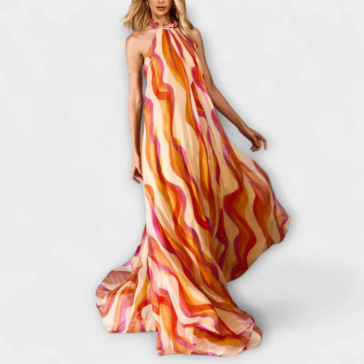 Rumi - Robe maxi stylée avec motif tricoté et vagues