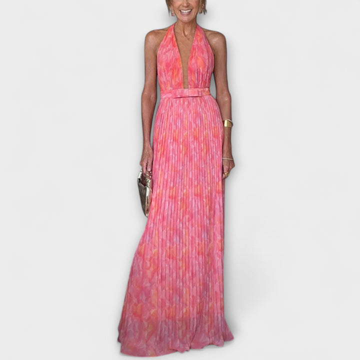 Seraphina - Robe Maxi Élégante avec Col Halter et Décolleté en V
