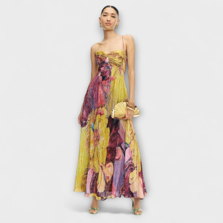 Kiara - Robe maxi avec imprimé Ikat multicolore