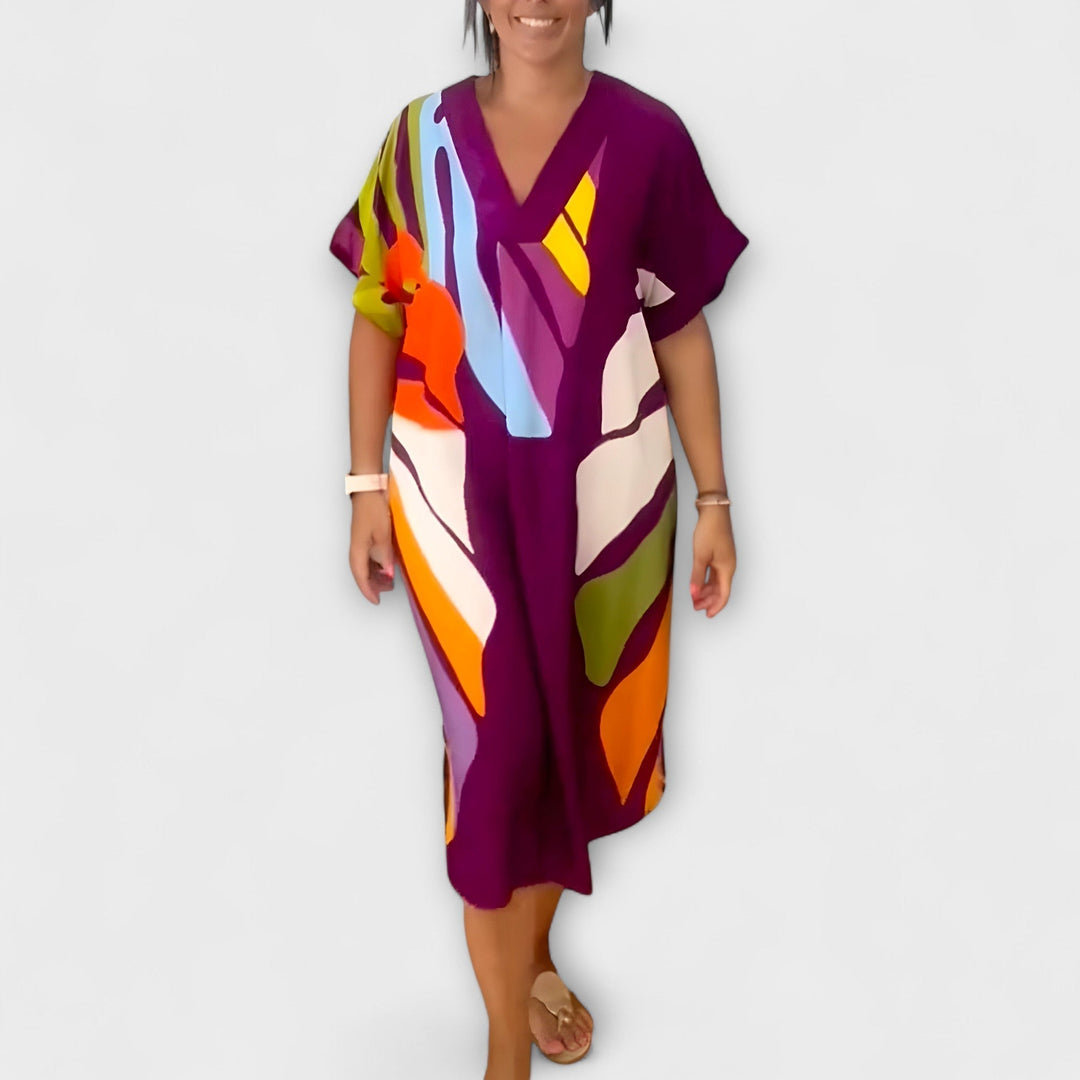 Roos - Robe décontractée avec impression colorée de feuilles