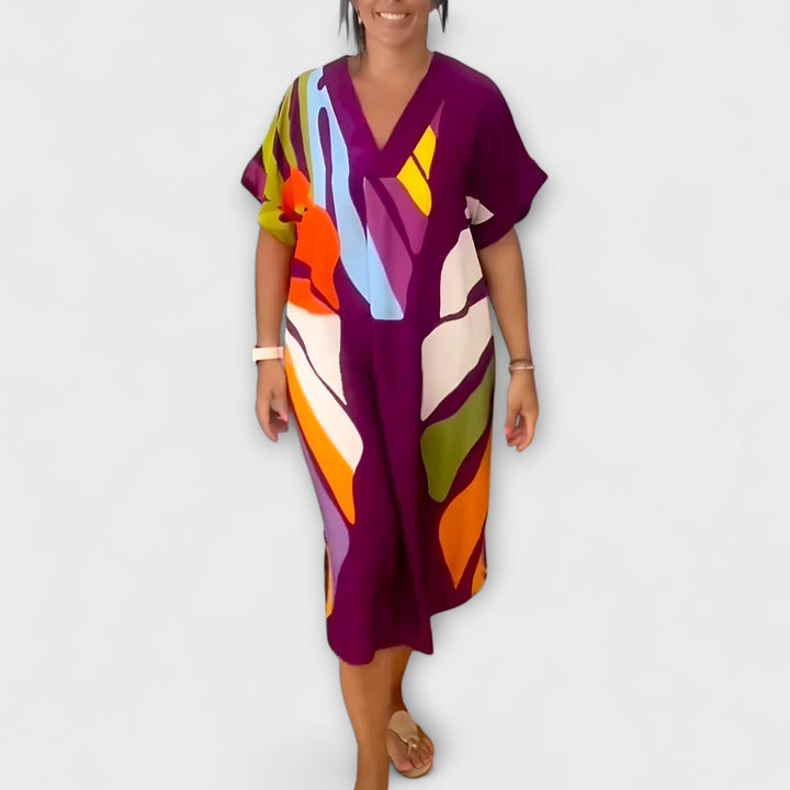 Roos - Robe décontractée avec impression colorée de feuilles