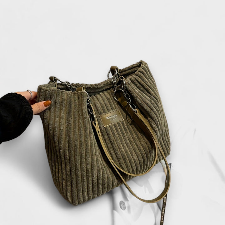 Cécile. - Sac bandoulière en velours côtelé doux