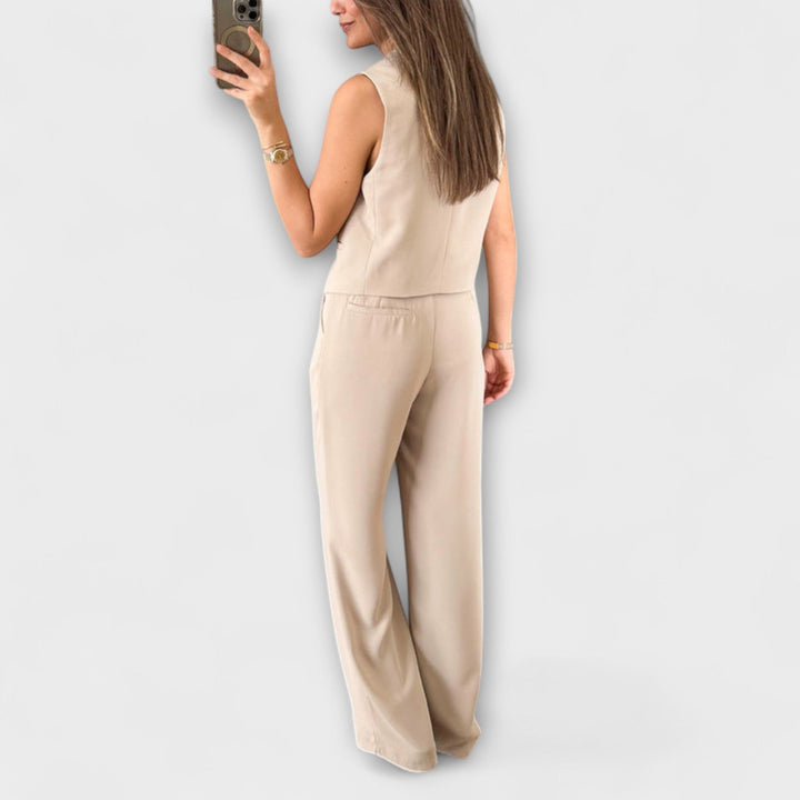 Hazel - Ensemble de veste et pantalon unicolore stylé