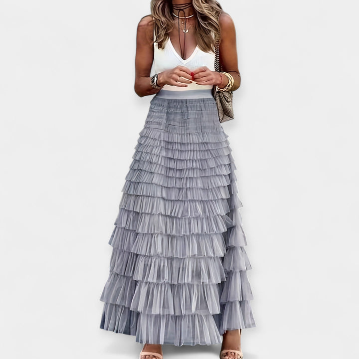 Valerie - Jupe Boho avec Bord en Satin Transparent