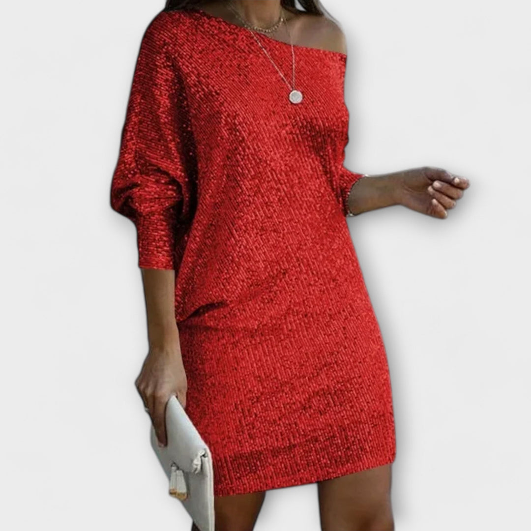 Robe de fête avec des paillettes et un contraste