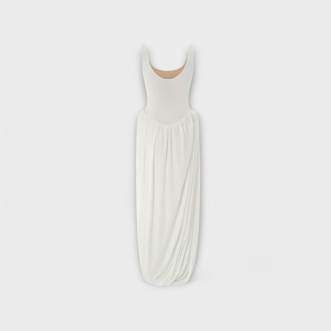 Robe maxi drapée avec jupe drapée et fente latérale