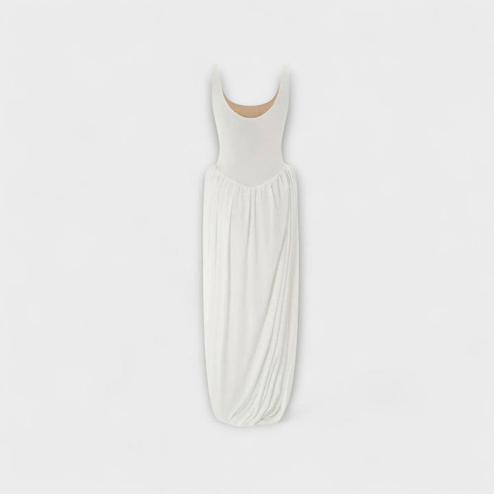 Robe maxi drapée avec jupe drapée et fente latérale