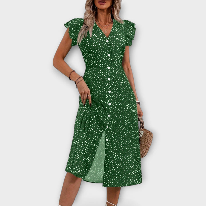 Robe Midi Élégante à Pois