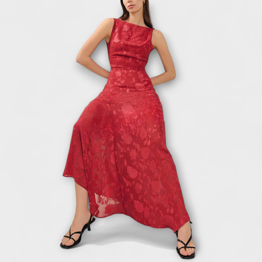Opale - Robe Maxi Élégante Sans Manches avec Motif en Dentelle