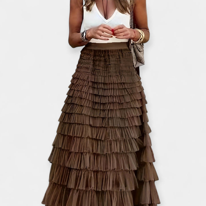 Valerie - Jupe Boho avec Bord en Satin Transparent