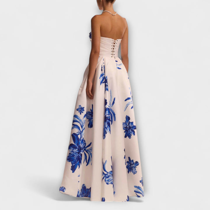 Rosalie - Robe maxi fleurie chic à épaules dénudées