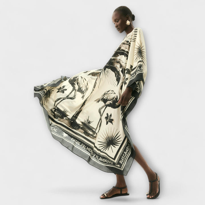 Melissa - Kaftan extra large avec imprimé flamant rose