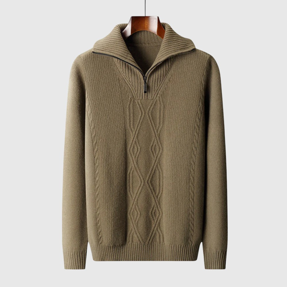 Libuše - Pull zippé Taranto en laine mérinos