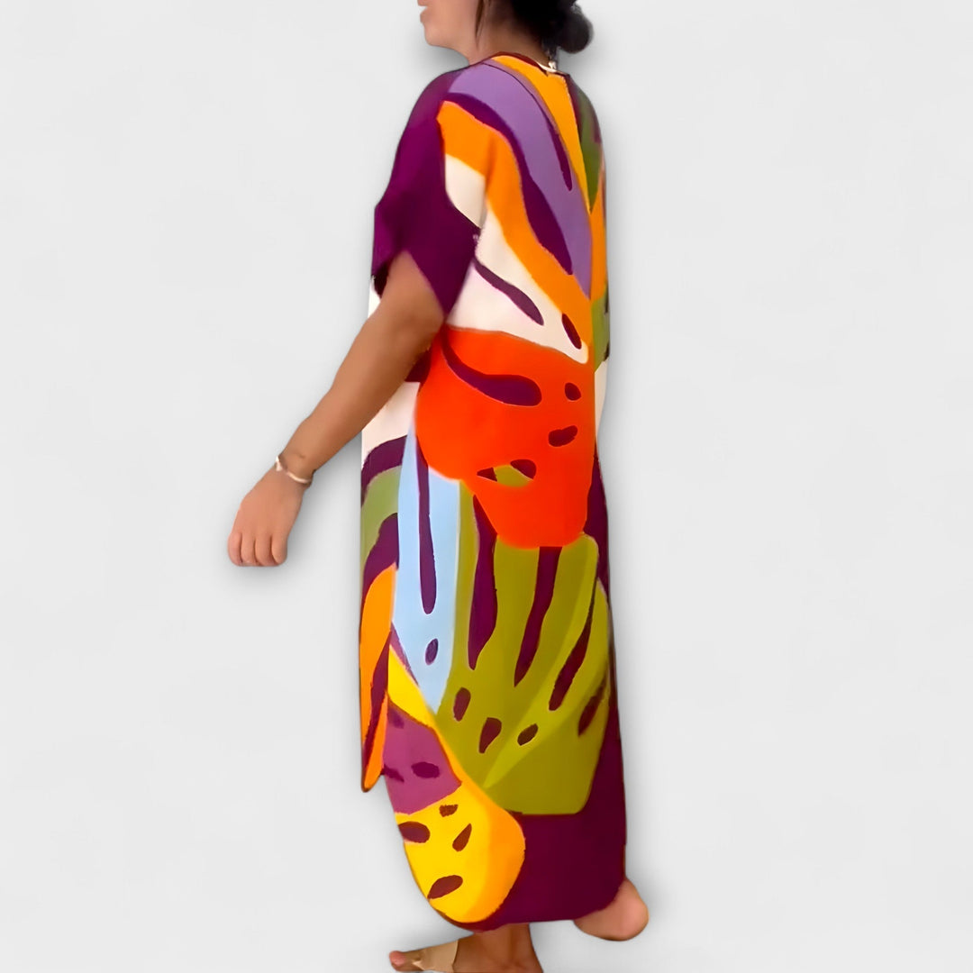 Roos - Robe décontractée avec impression colorée de feuilles