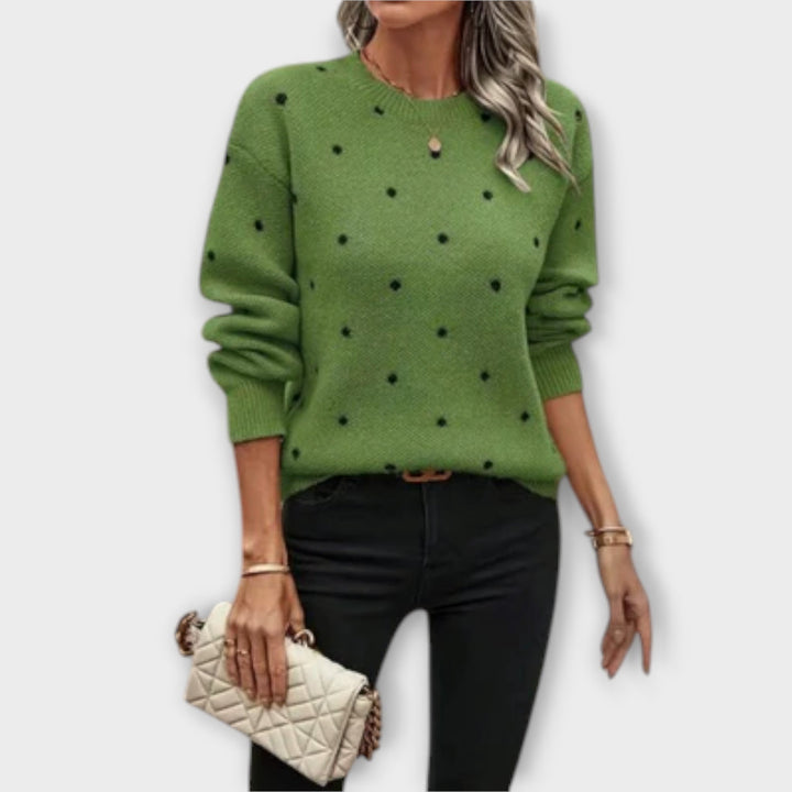 Ava – pull décontracté à manches longues avec motif à pois