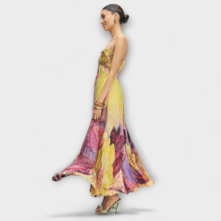 Kiara - Robe maxi avec imprimé Ikat multicolore