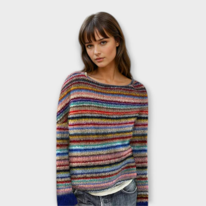 Manonin - Pull décontracté et doux à rayures