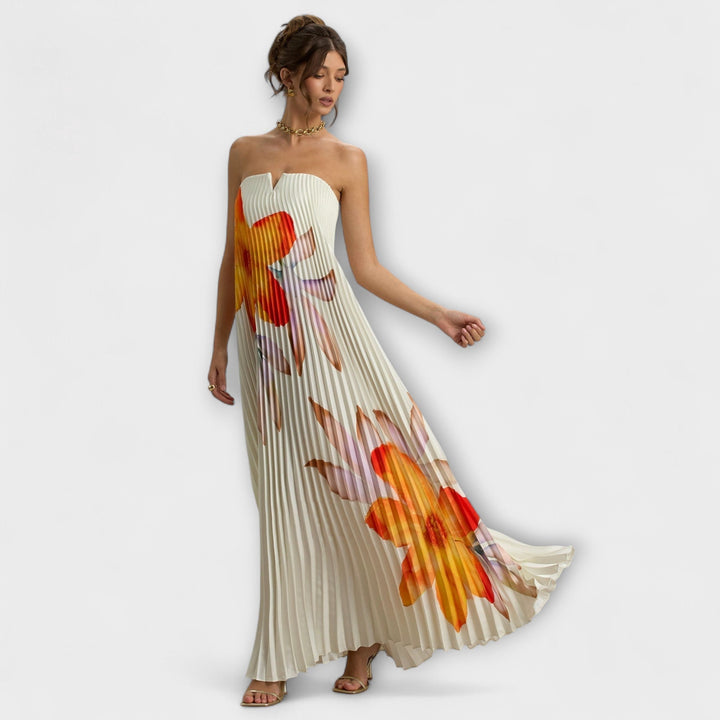 Michelle - Robe Maxi Sweetheart en fleur orange