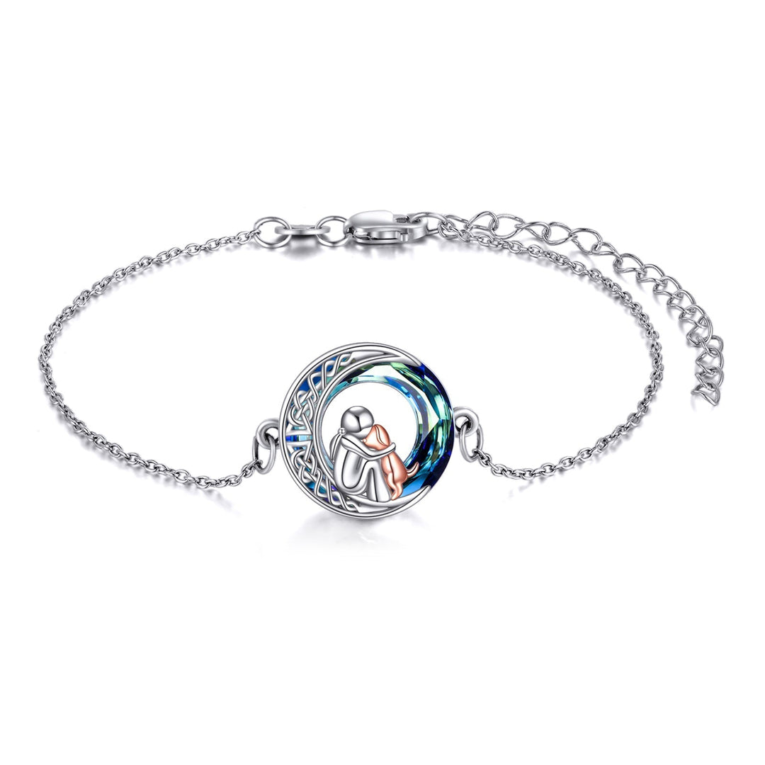 Bracelet ajustable avec pendentif en forme de chien en argent