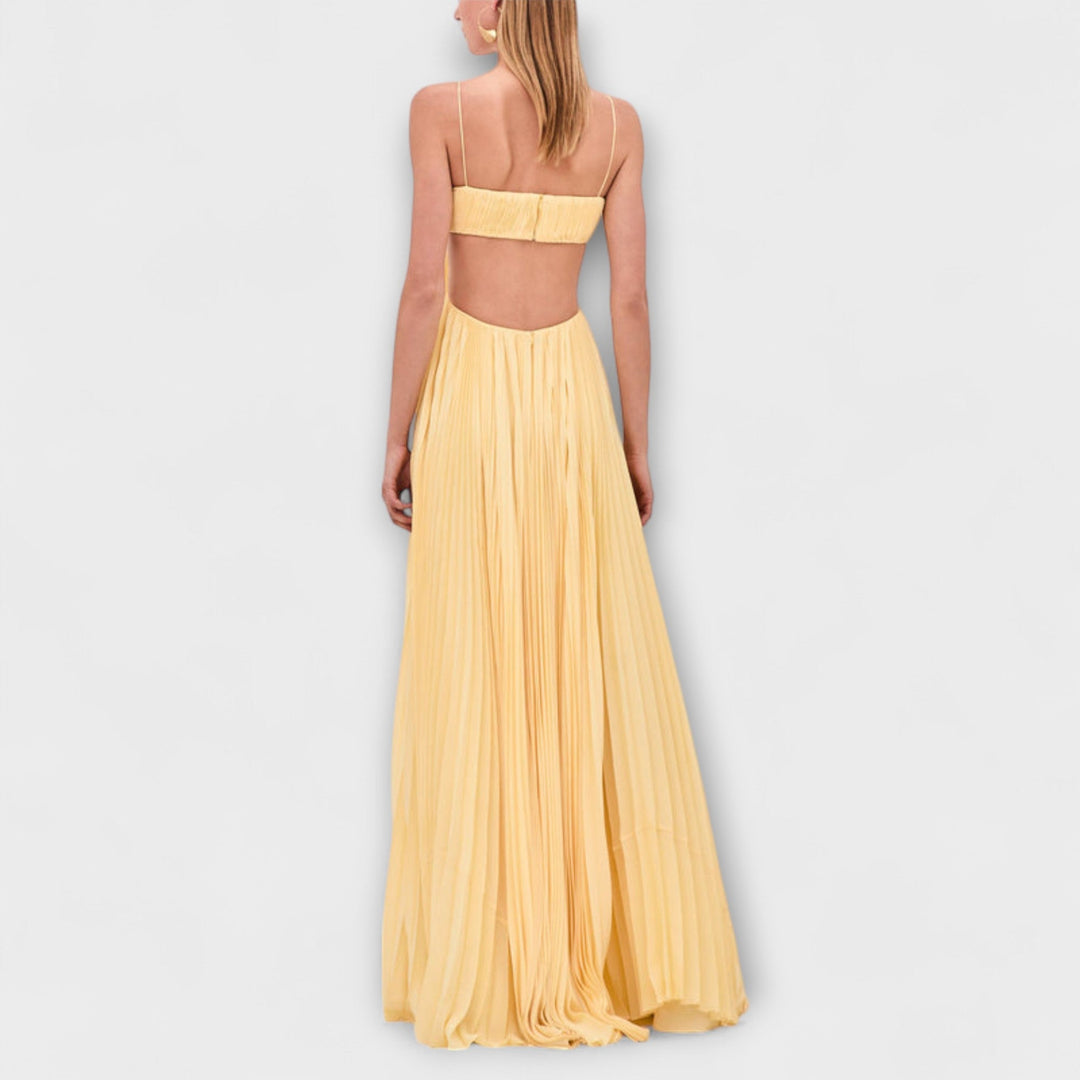Mireille - Robe Maxi Élégante avec Plis et Découpes