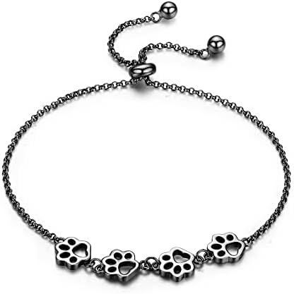 Bracelet avec empreinte de patte en argent – Taille ajustable
