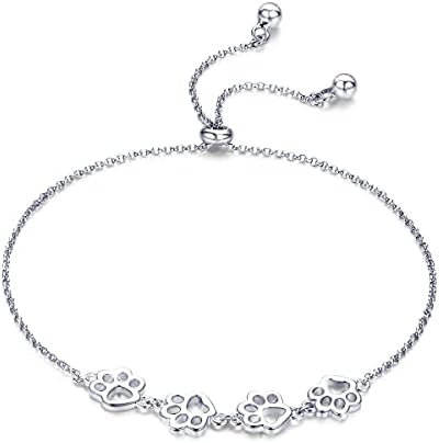 Bracelet avec empreinte de patte en argent – Taille ajustable