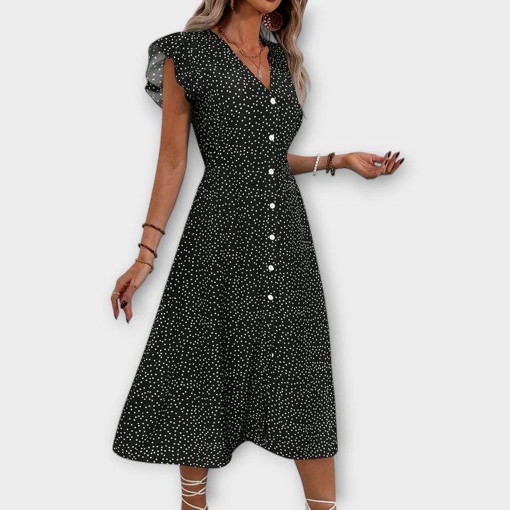 Robe Midi Élégante à Pois
