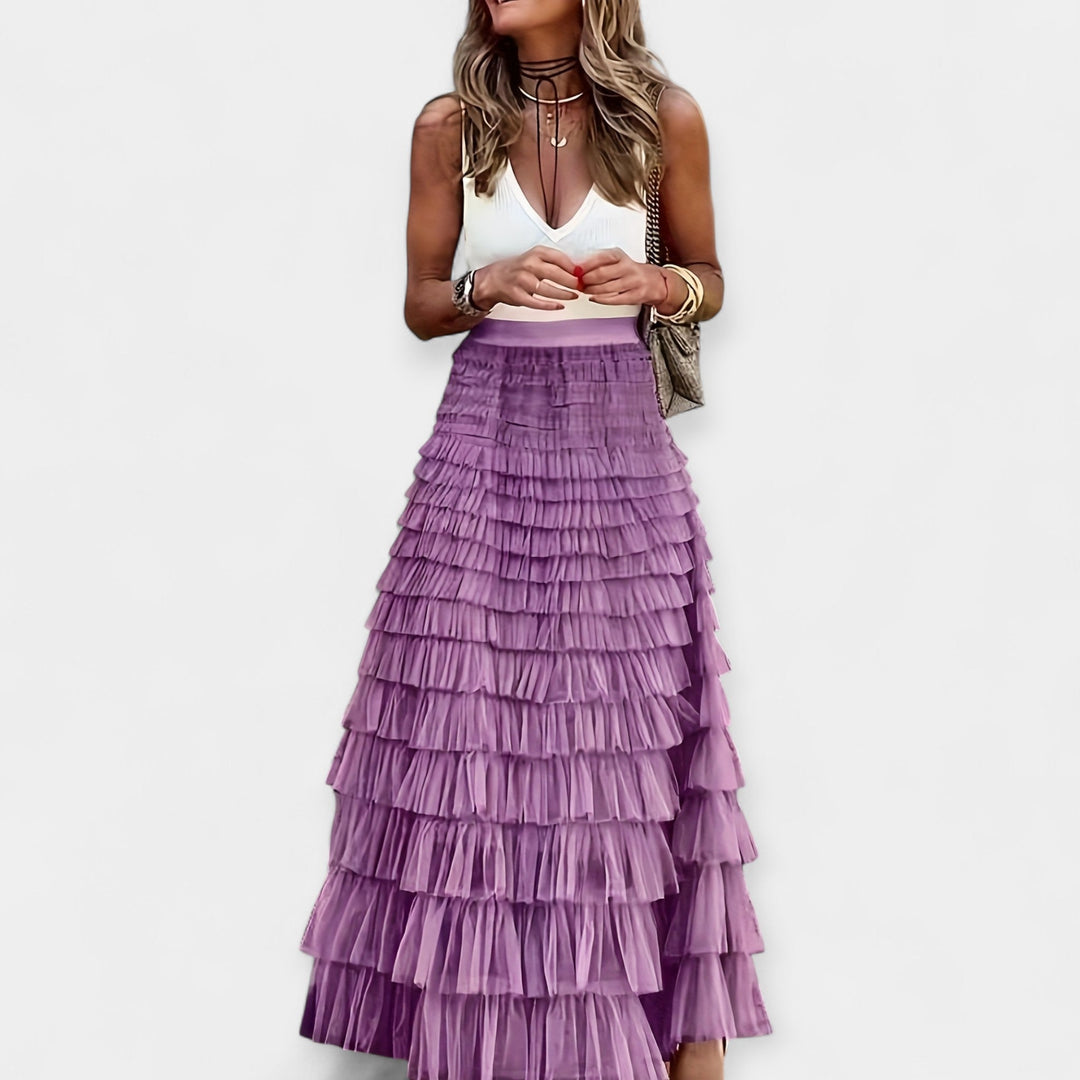 Valerie - Jupe Boho avec Bord en Satin Transparent