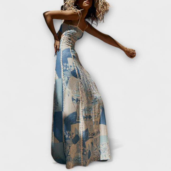 Terazza Ric Rac - Robe maxi en lin avec coupe évasée