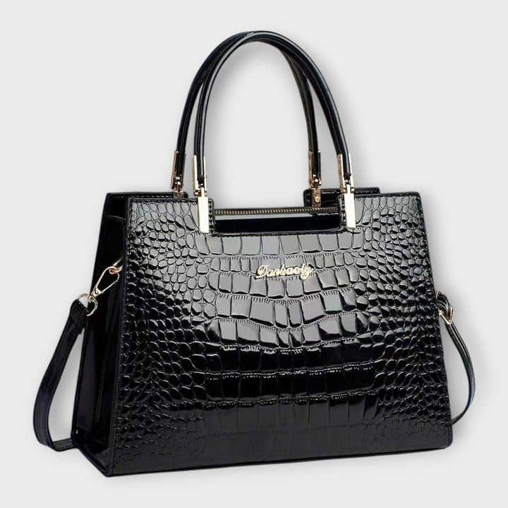Cécile. - Sac à main brillant avec motif crocodile
