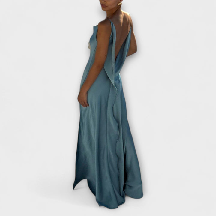 Hallie - Chic robe maxi en satin avec fente haute