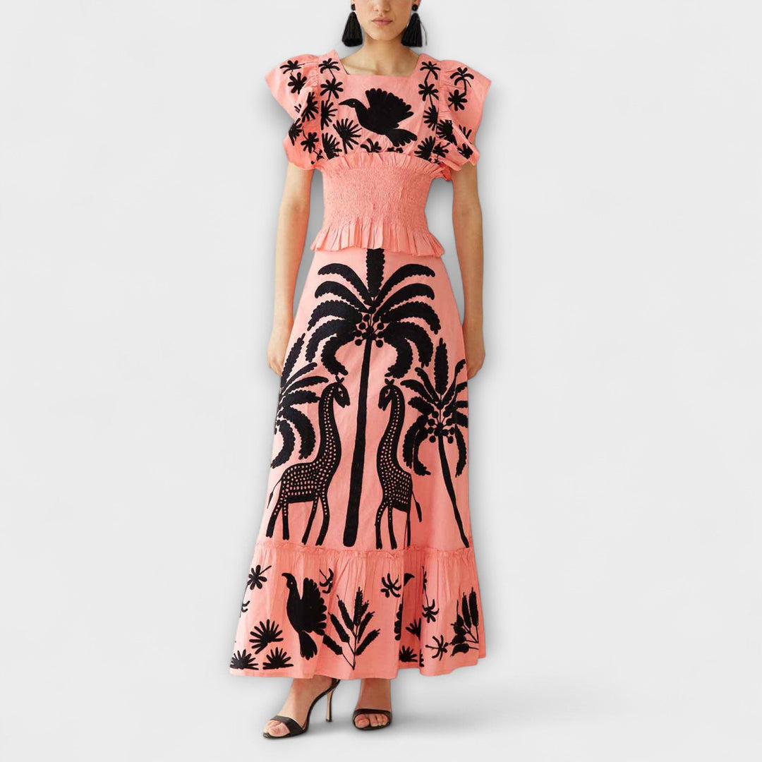 Amy - Robe chic avec des palmiers