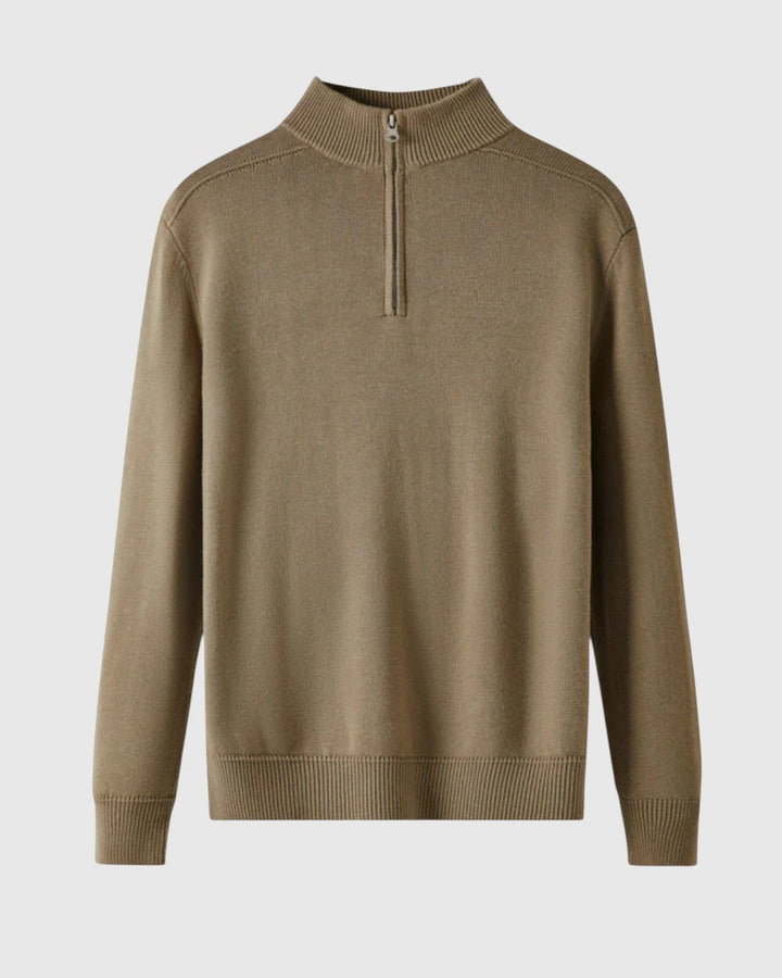 Libuše - Pull avec zip en laine mérinos Capri