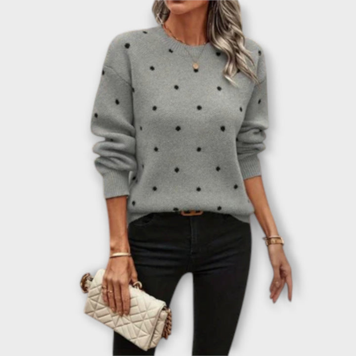 Ava – pull décontracté à manches longues avec motif à pois