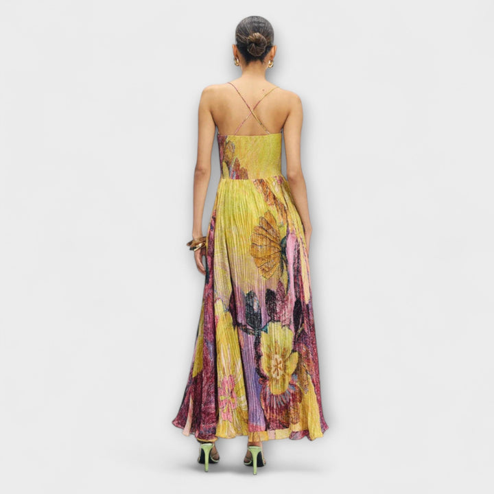 Kiara - Robe maxi avec imprimé Ikat multicolore