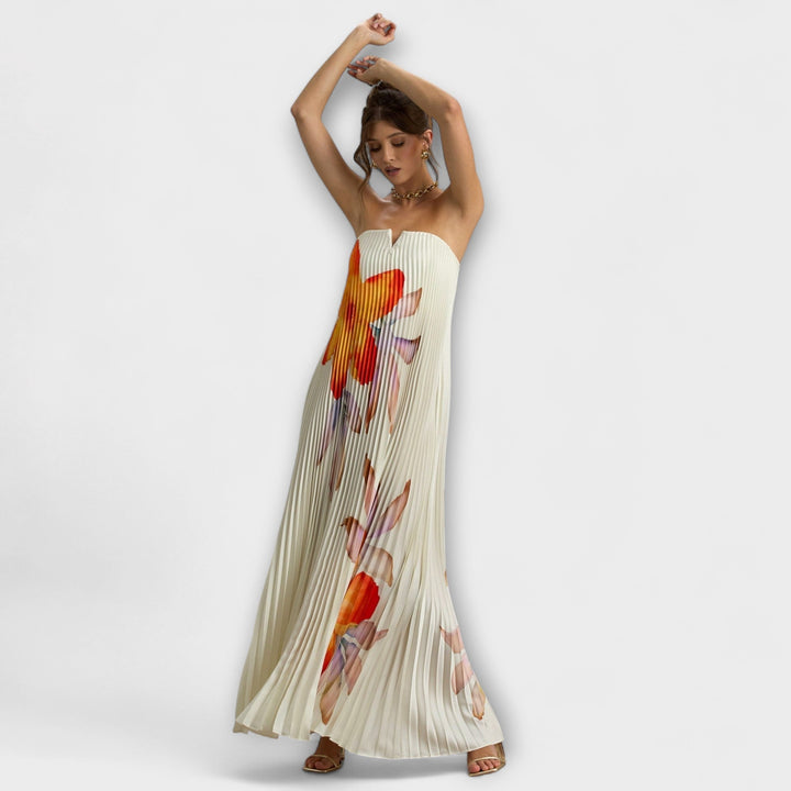 Michelle - Robe Maxi Sweetheart en fleur orange