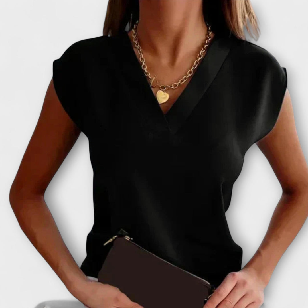 Top d'été pour femmes avec décolleté en V et manches amples