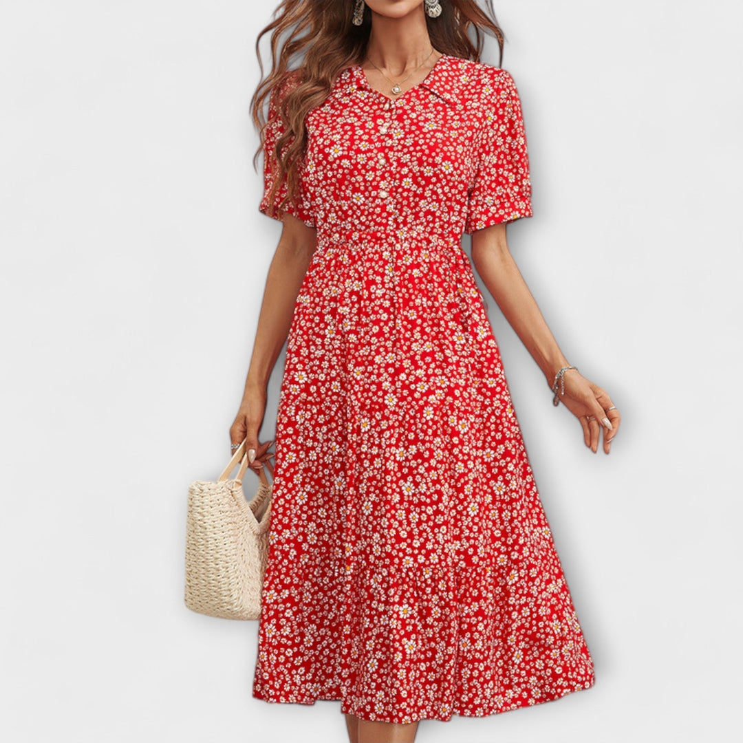 Amelia - Robe à décolleté rond et motif floral