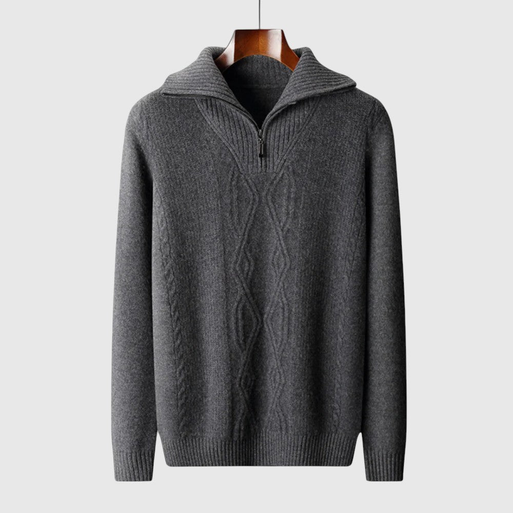 Libuše - Pull zippé Taranto en laine mérinos