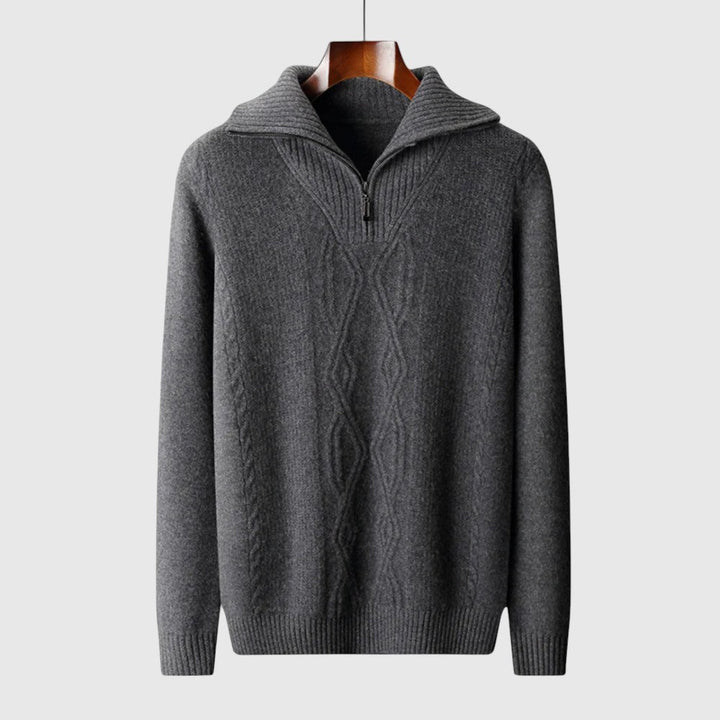 Libuše - Pull zippé Taranto en laine mérinos