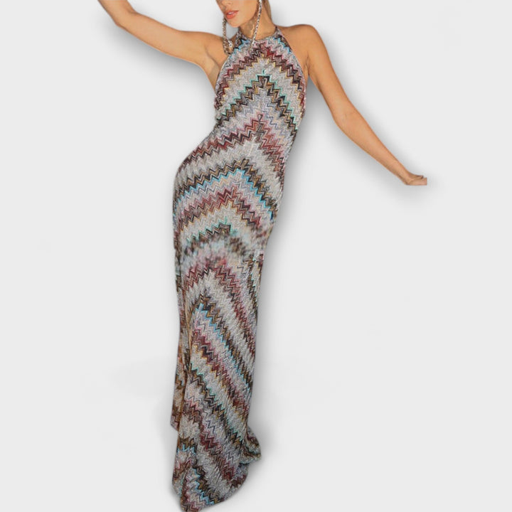 Reese - Robe tricotée Jodie avec motif chevrons colorés