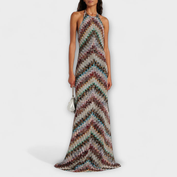 Reese - Robe tricotée Jodie avec motif chevrons colorés