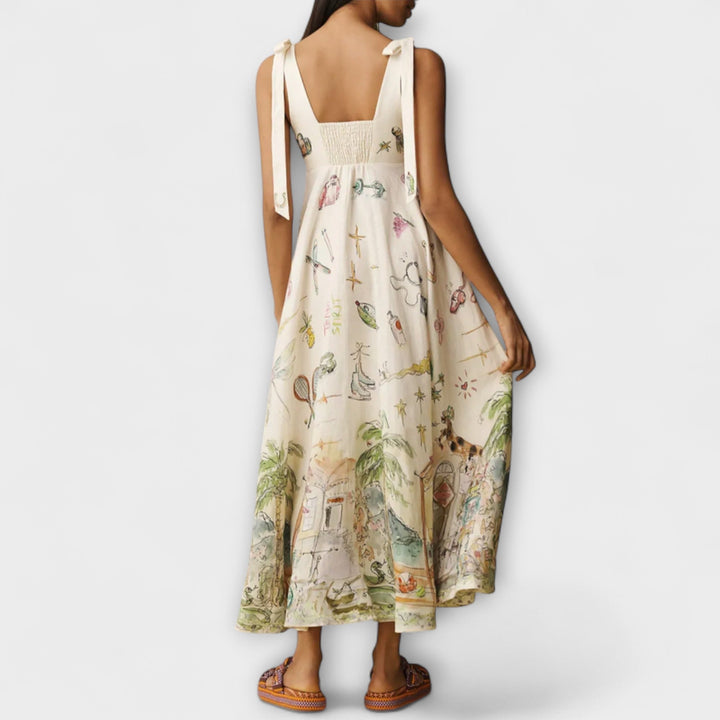 Juliette - Robe midi en lin avec ceinture de ballet