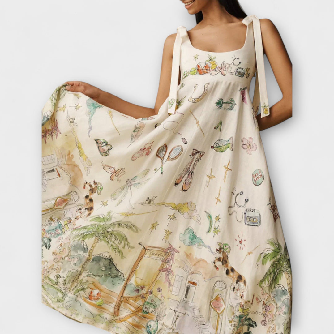 Juliette - Robe midi en lin avec ceinture de ballet