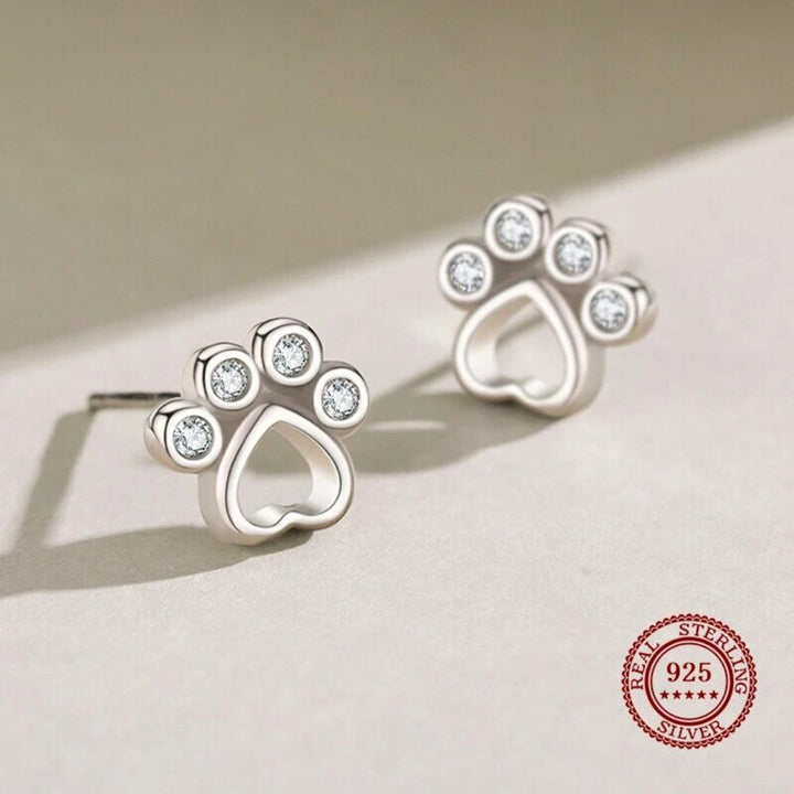 Boucles d'oreilles en forme de patte en argent sterling – Avec des zirconiums scintillants