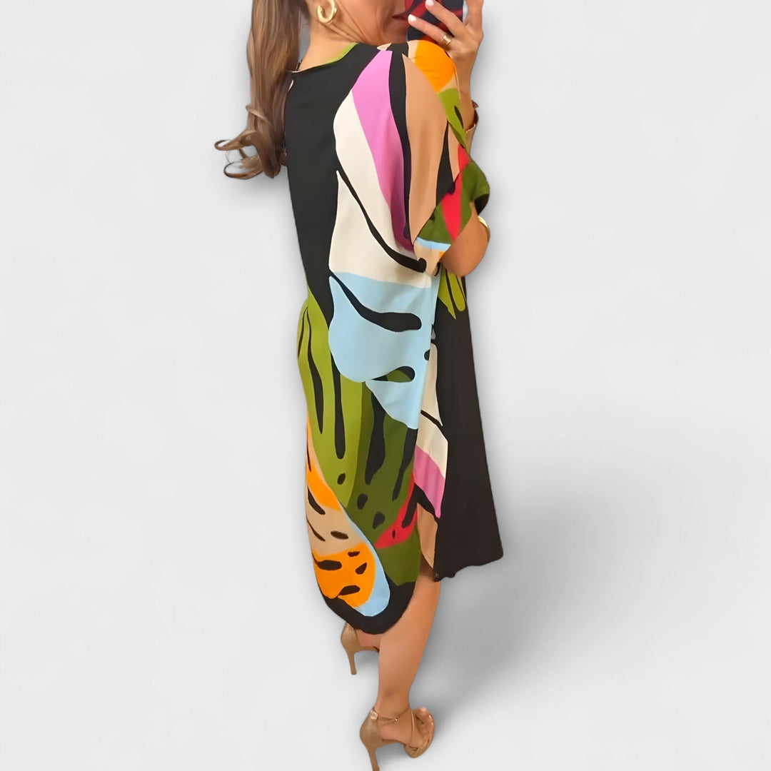 Roos - Robe décontractée avec impression colorée de feuilles
