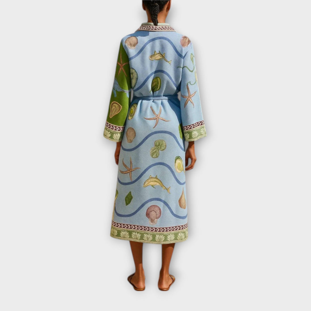 Jule - Robe midi imprimée en twill avec ceinture