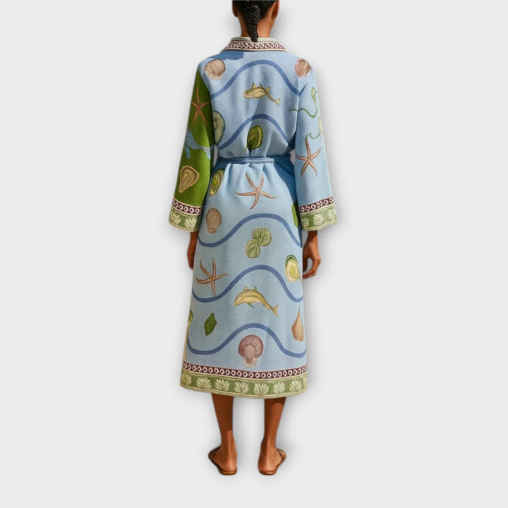 Jule - Robe midi imprimée en twill avec ceinture