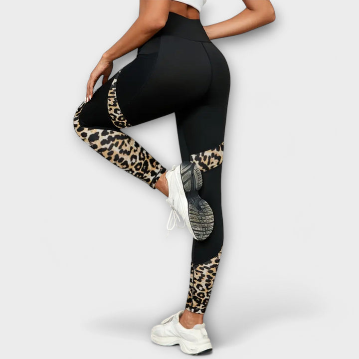 Pantalons d'entraînement taille haute avec motif léopard